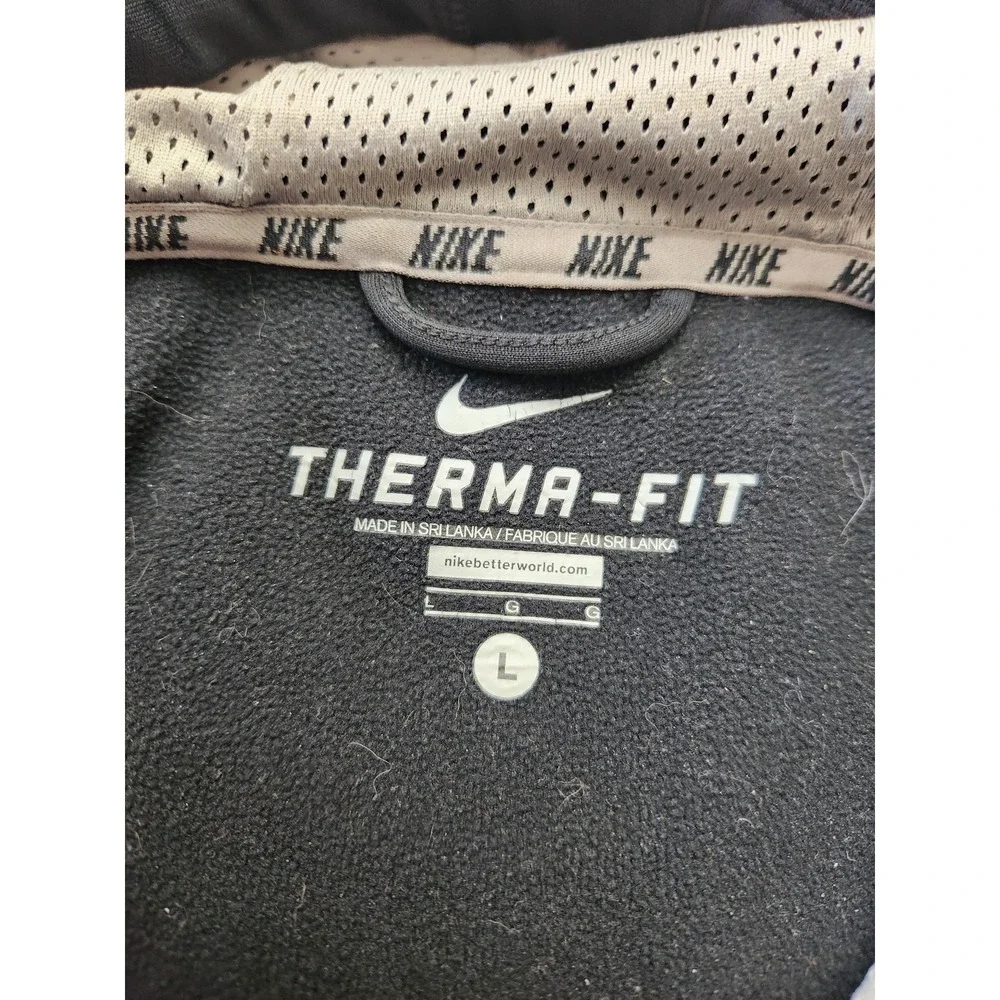 Nike Therma-Fit Hoodie Mens Large Black Pullover Fleece Swoosh‎ Logo Athletic